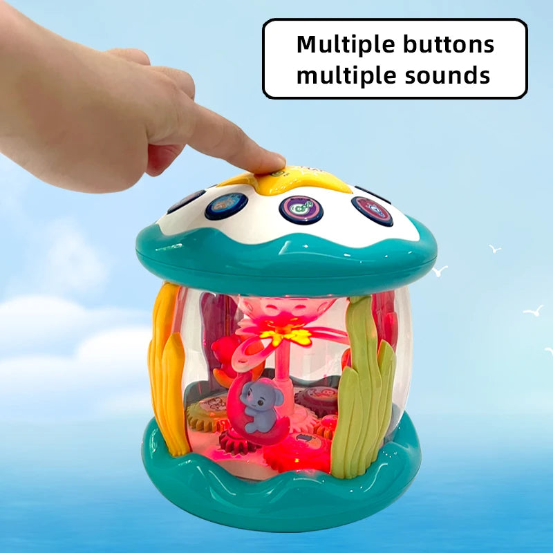 Musical Cylindrical Toy with Spinning Carousel and Lights – Push Along for Babies 12 Months and Up – Fun and Engaging