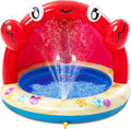Inflatable Crab Sprinkler Pool with Canopy for Toddlers, Outdoor Summer Water Play Toy