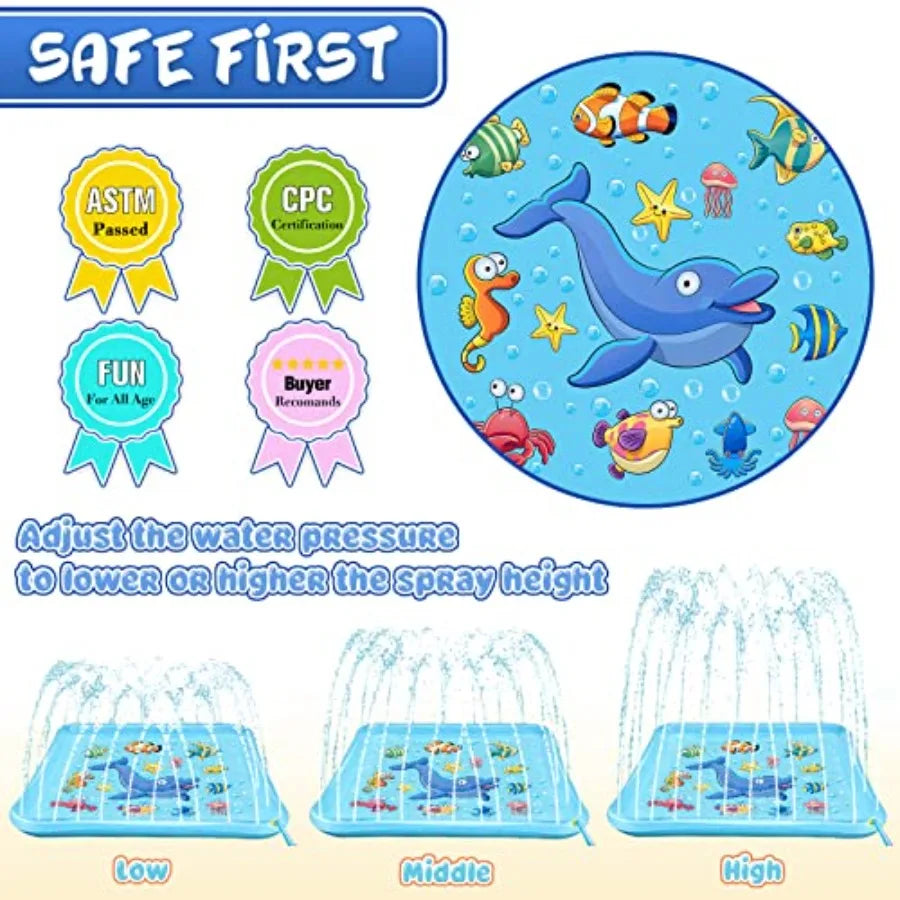 Outdoor Splash Pad for Toddlers 67 Inflatable Wading Pool Water Toy in Blue for Ages 3-9 Years Old Summer Fun Gift for Backyard