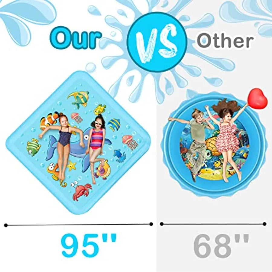 Outdoor Splash Pad for Toddlers 67 Inflatable Wading Pool Water Toy in Blue for Ages 3-9 Years Old Summer Fun Gift for Backyard